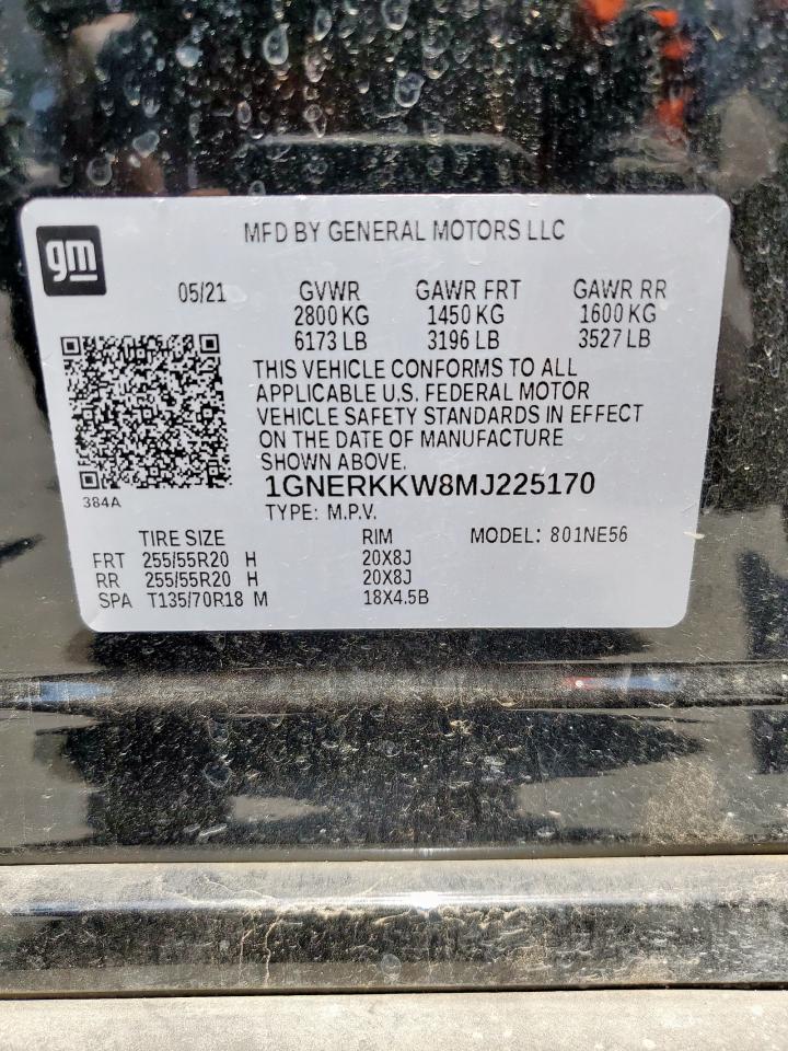 2021 Chevrolet Traverse Premier VIN: 1GNERKKW8MJ225170 Lot: 71836345