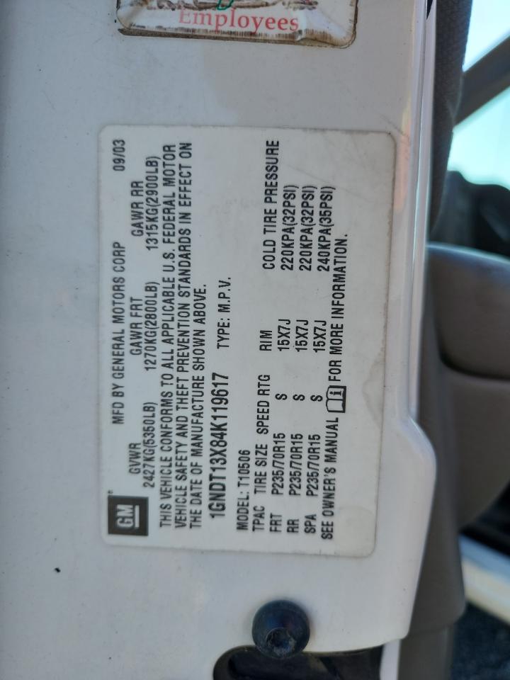 2004 Chevrolet Blazer VIN: 1GNDT13X84K119617 Lot: 81716905