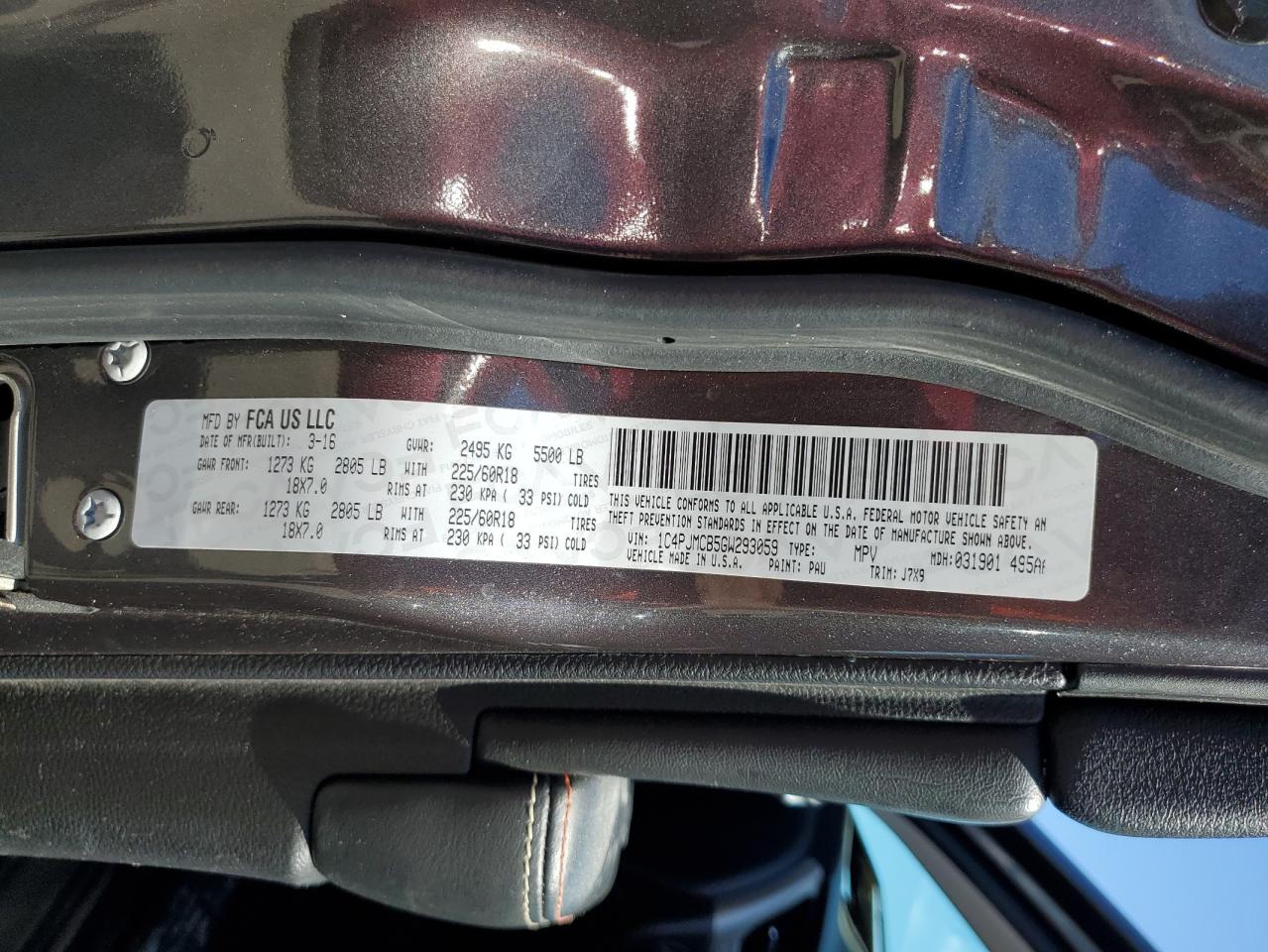 2016 Jeep Cherokee Latitude VIN: 1C4PJMCB5GW293059 Lot: 71103475