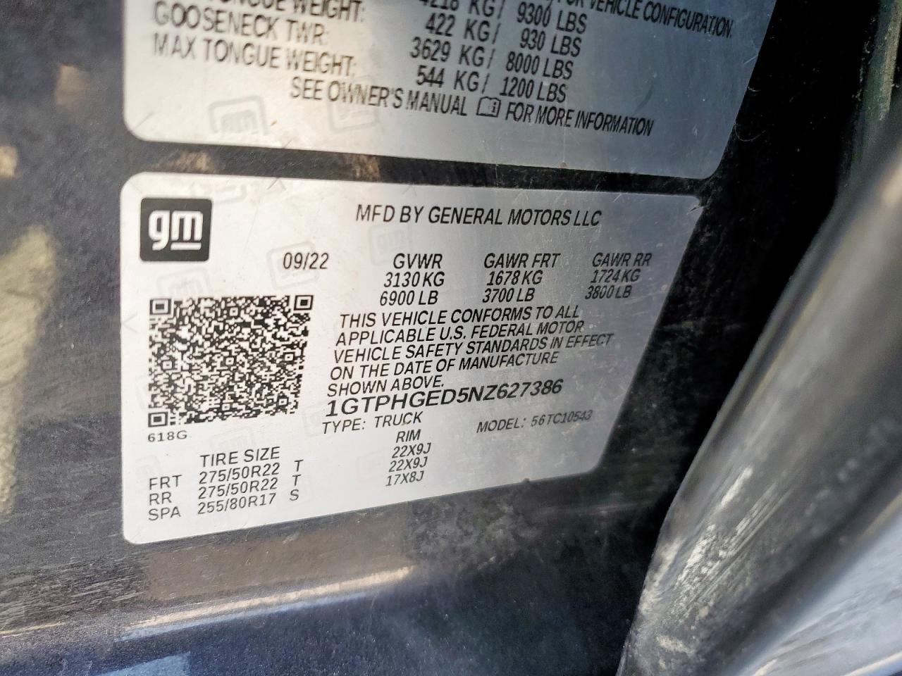 2022 GMC Sierra C1500 Denali VIN: 1GTPHGED5NZ627386 Lot: 81237145