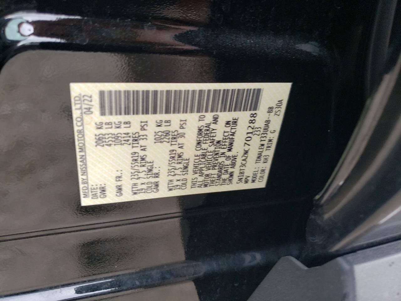 2022 Nissan Rogue Sl VIN: 5N1BT3CA2NC701288 Lot: 83814885