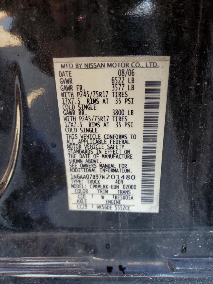 2007 Nissan Titan Xe VIN: 1N6AA07B97N201480 Lot: 84284245