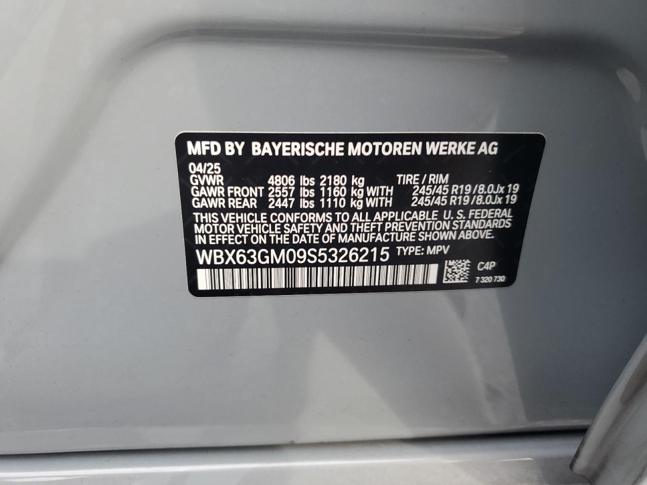 2025 BMW X2 xDrive28I VIN: WBX63GM09S5326215 Lot: 81028765