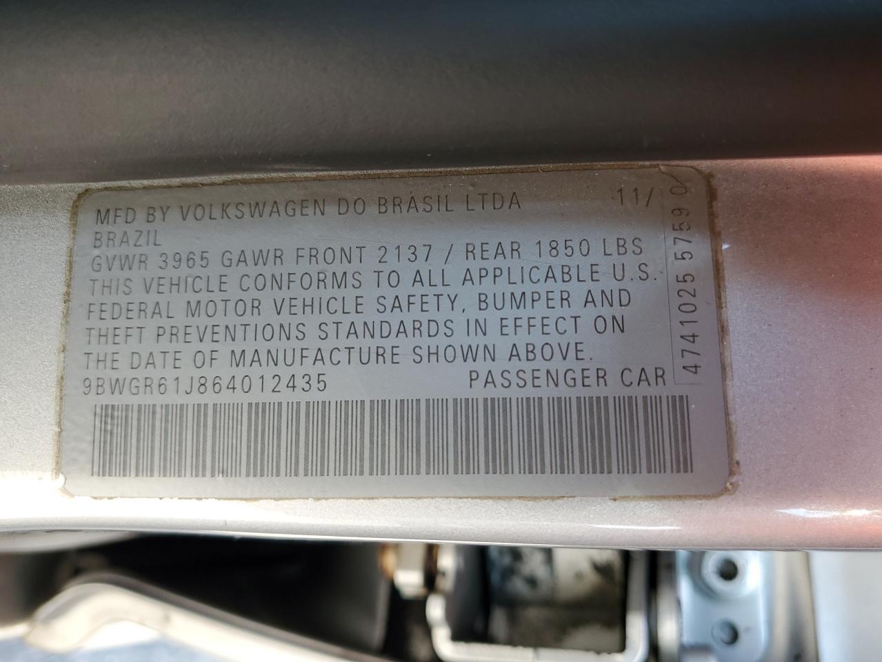 2006 Volkswagen Golf Gls Tdi VIN: 9BWGR61J864012435 Lot: 71926365