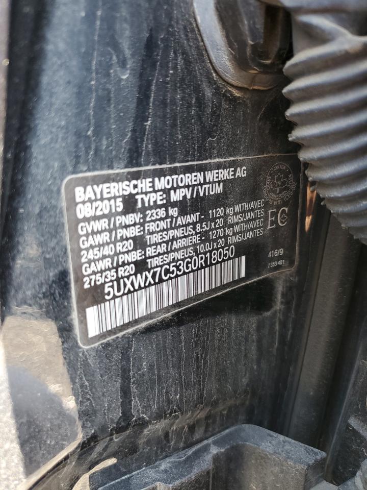 2016 BMW X3 xDrive35I VIN: 5UXWX7C53G0R18050 Lot: 80175065