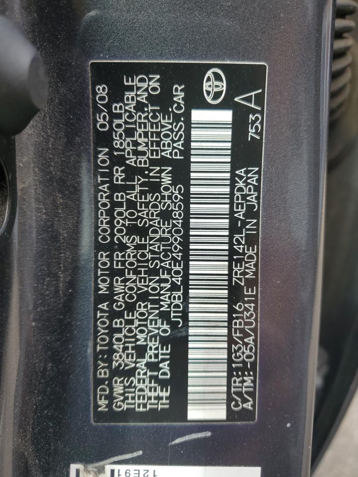 2009 Toyota Corolla Base VIN: JTDBL40E499048595 Lot: 80147735