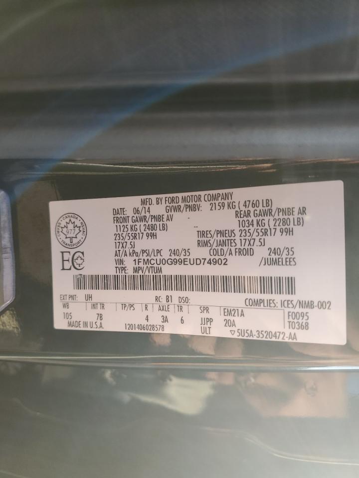 2014 Ford Escape Se VIN: 1FMCU0G99EUD74902 Lot: 80198755