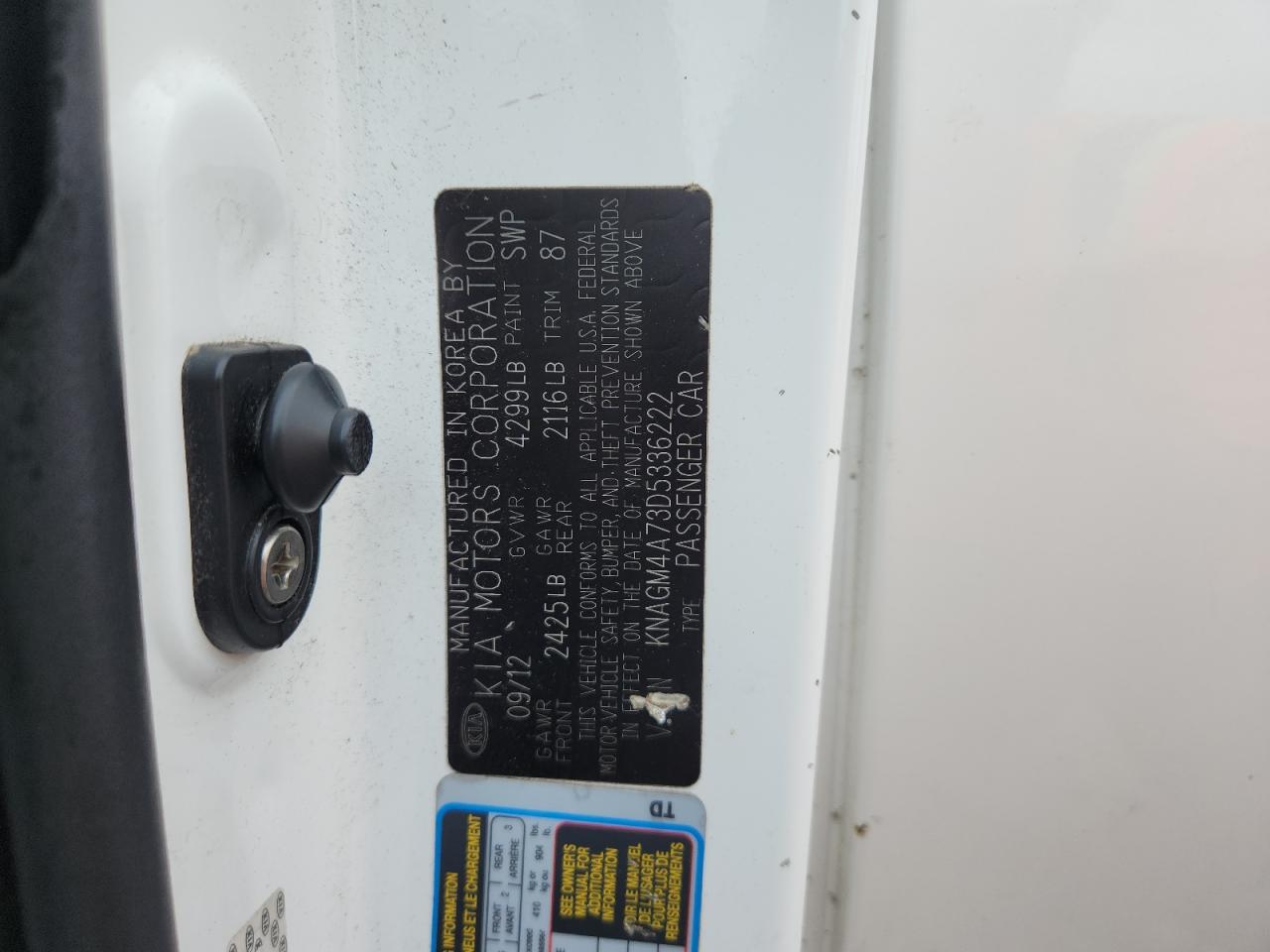 2013 Kia Optima Lx VIN: KNAGM4A73D5336222 Lot: 84409155