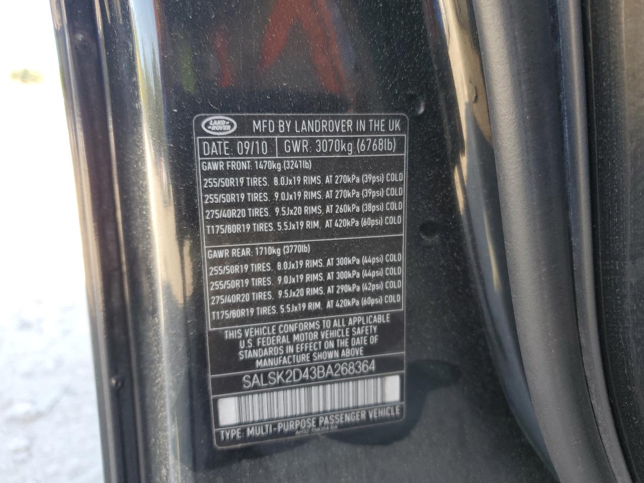 2011 Land Rover Range Rover Sport Lux VIN: SALSK2D43BA268364 Lot: 81653755