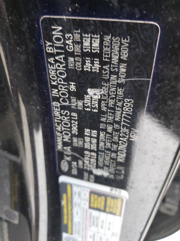 2015 Kia Soul VIN: KNDJN2A23F7771893 Lot: 72015685