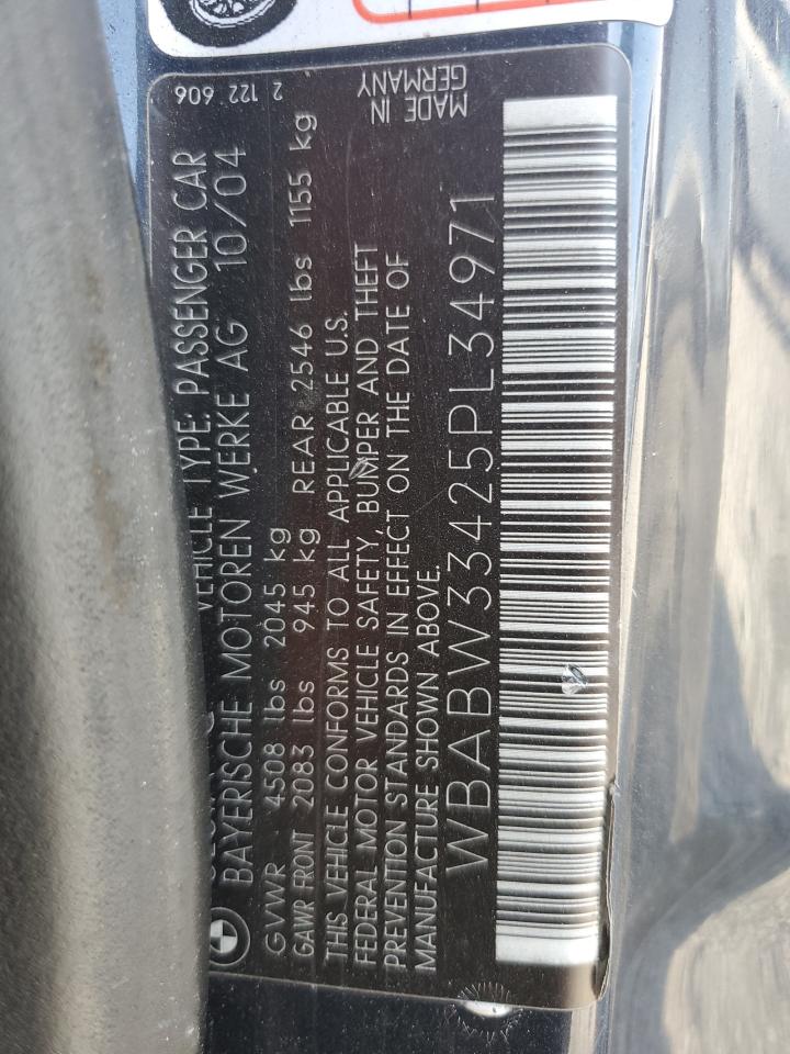 2005 BMW 325 Ci VIN: WBABW33425PL34971 Lot: 71402755