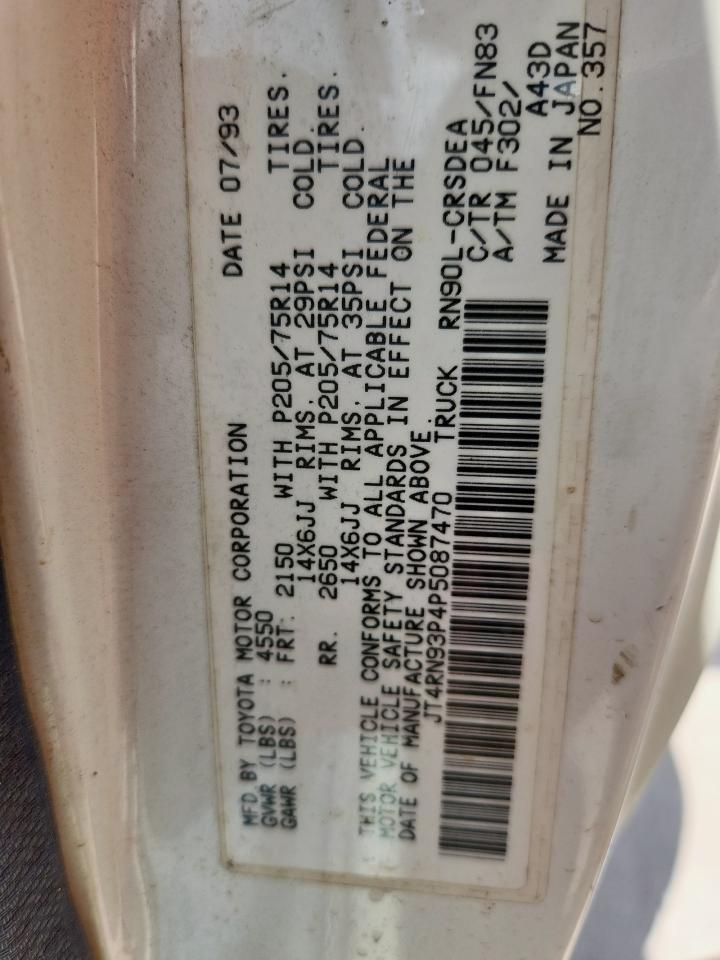 1993 Toyota Pickup 1/2 Ton Extra Long Wheelbase Dx VIN: JT4RN93P4P5087470 Lot: 81304135