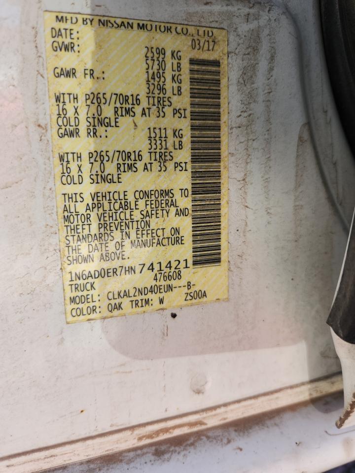 2017 Nissan Frontier S VIN: 1N6AD0ER7HN741421 Lot: 81498835
