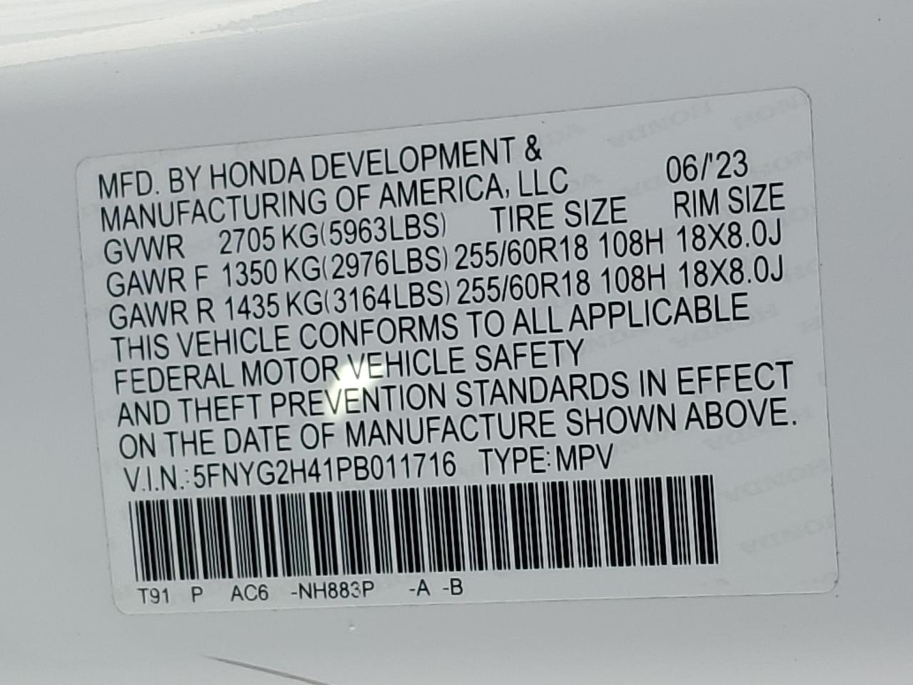 2023 Honda Pilot Exl VIN: 5FNYG2H41PB011716 Lot: 81098295