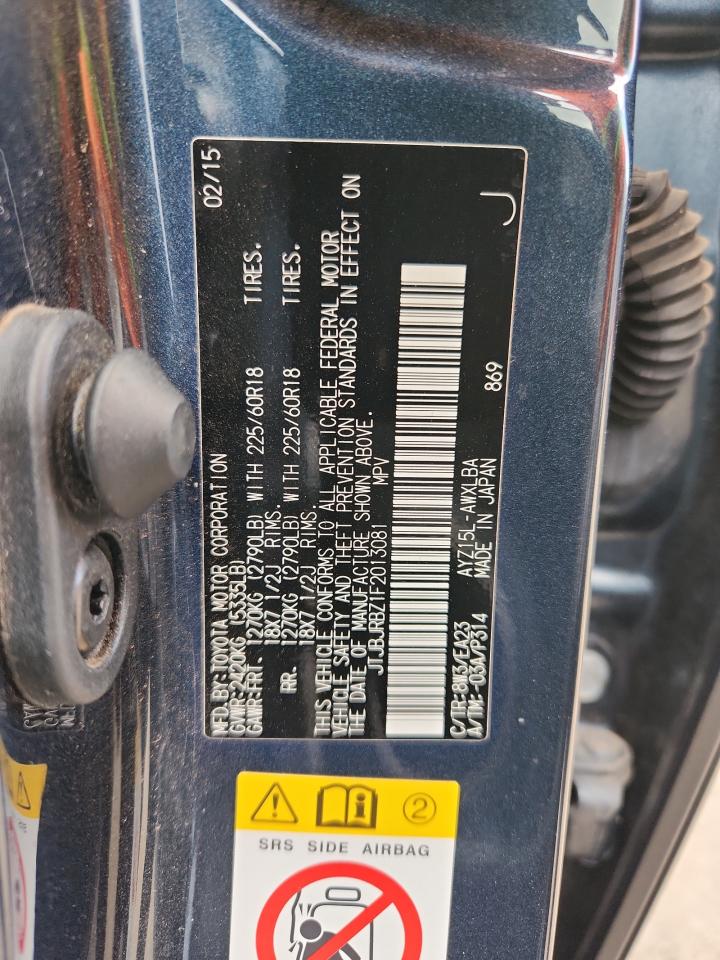 2015 Lexus Nx 300H VIN: JTJBJRBZ1F2013081 Lot: 80146635