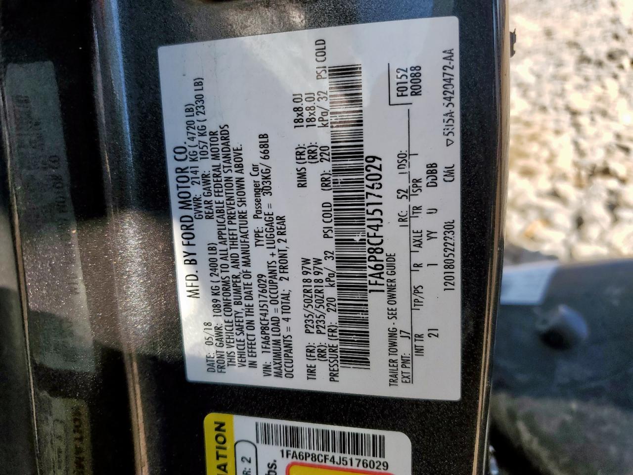 2018 Ford Mustang Gt VIN: 1FA6P8CF4J5176029 Lot: 81048955