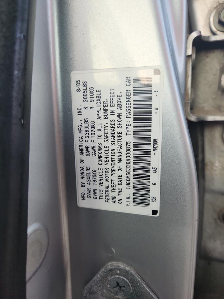 2006 Honda Accord Lx VIN: 1HGCM66336A000875 Lot: 81775695