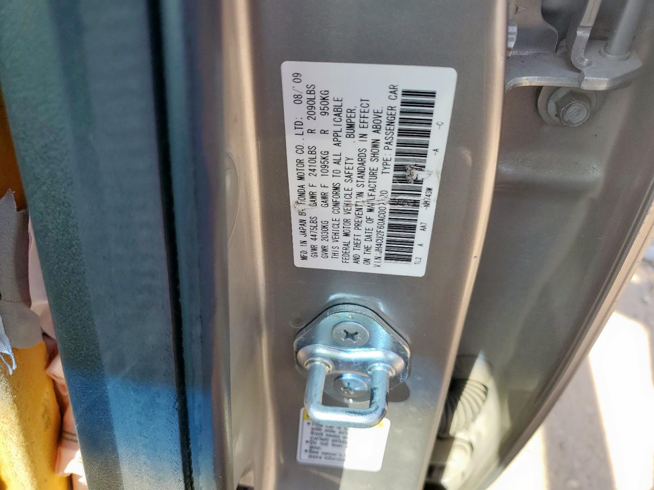 2010 Acura Tsx VIN: JH4CU2F60AC007120 Lot: 80376995