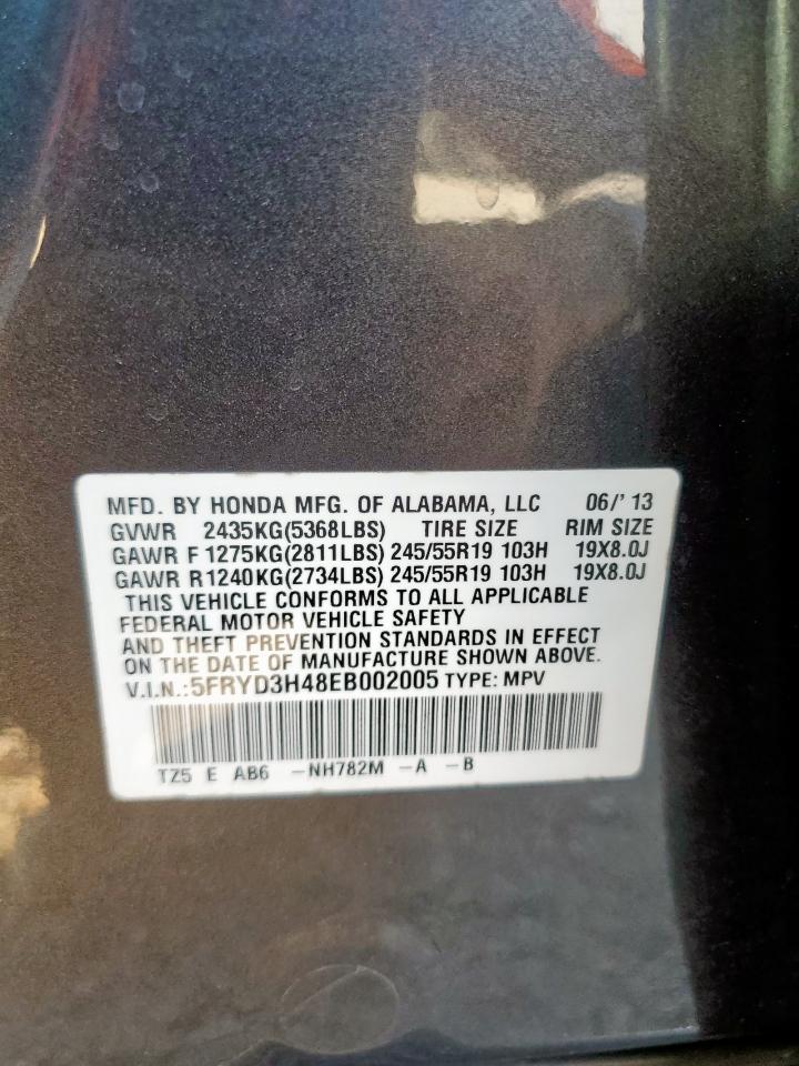 2014 Acura Mdx Technology VIN: 5FRYD3H48EB002005 Lot: 80160255