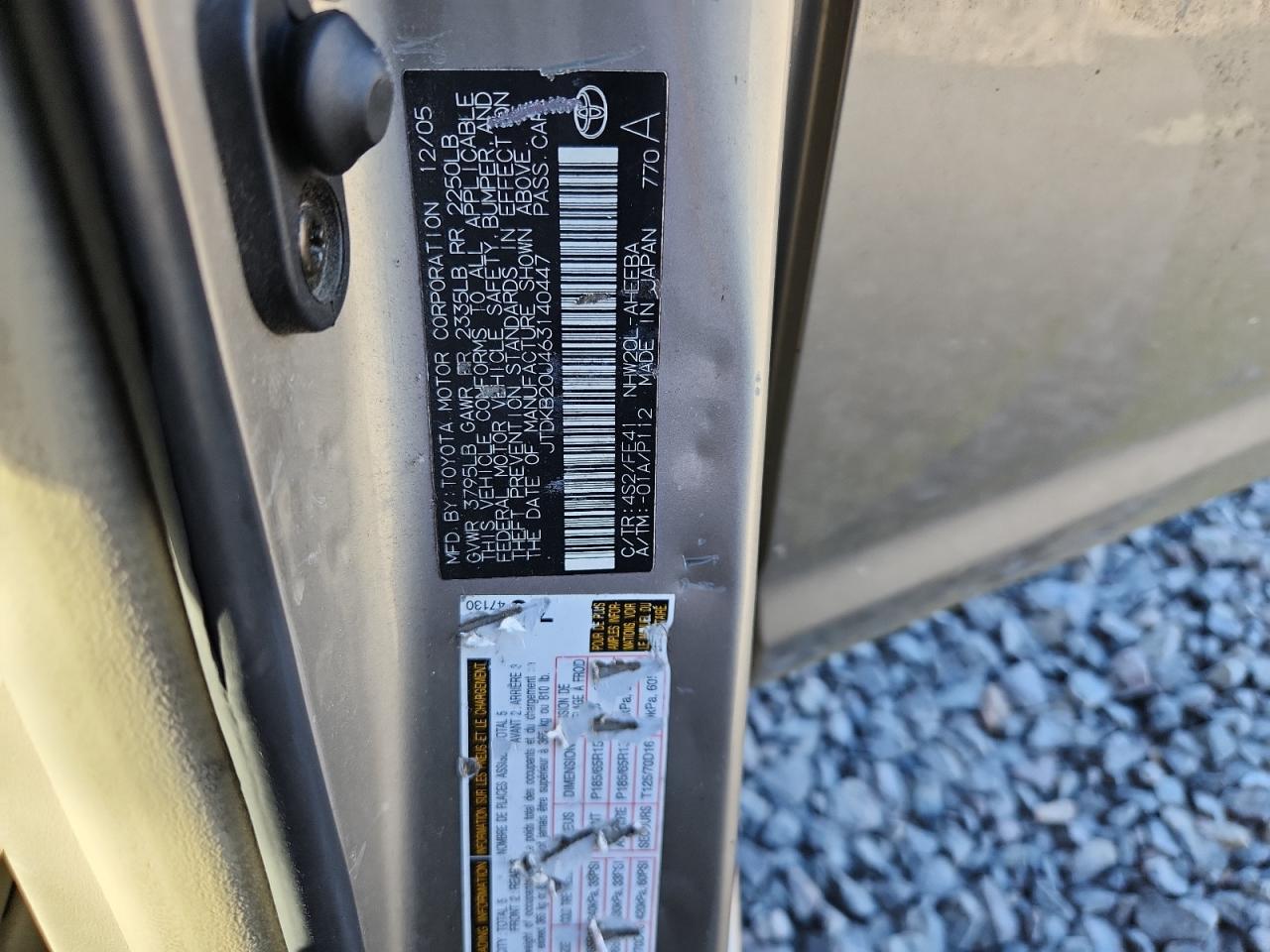 2006 Toyota Prius VIN: JTDKB20U463140447 Lot: 80899935