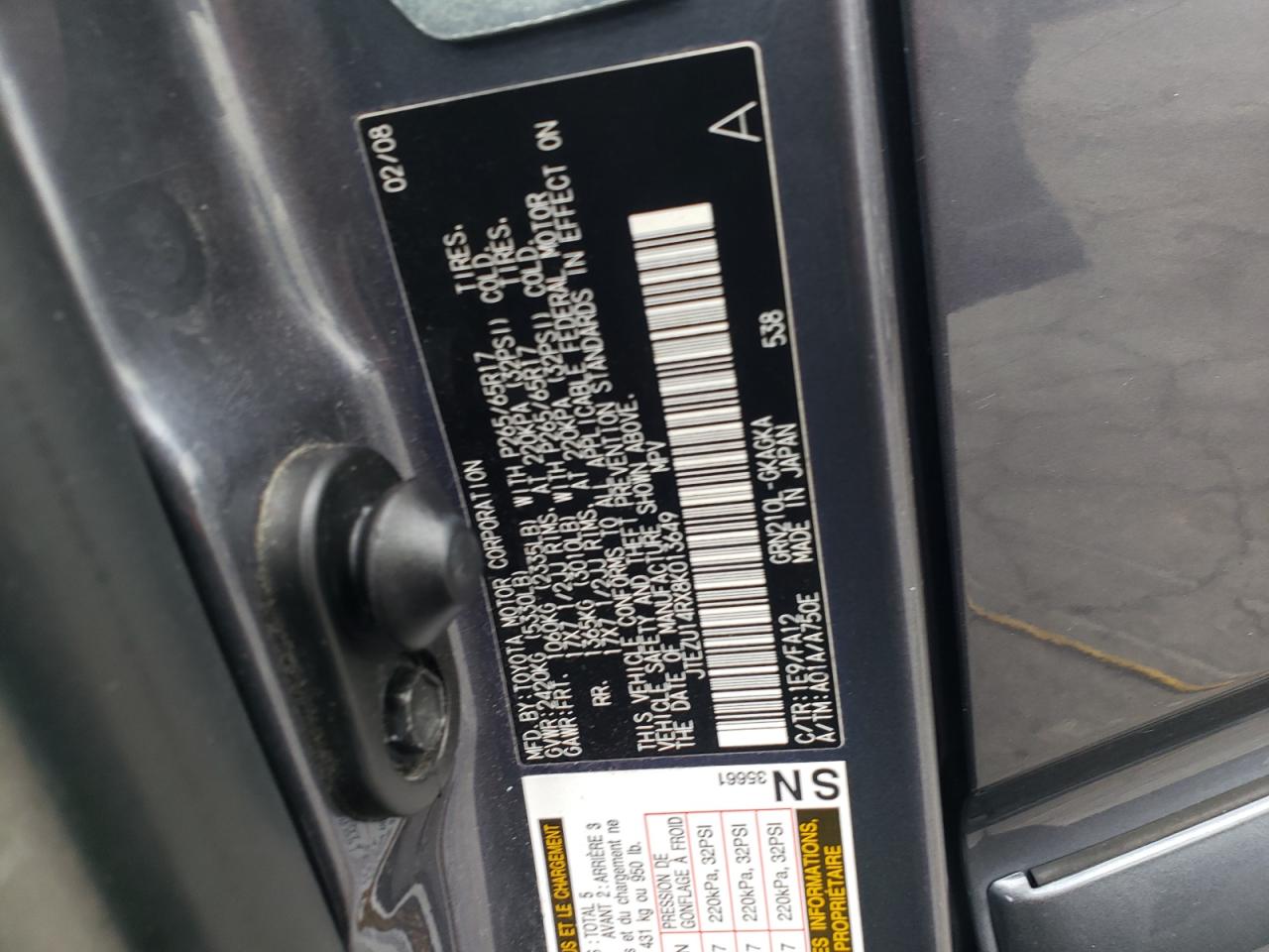 2008 Toyota 4Runner Sr5 VIN: JTEZU14RX8K013649 Lot: 82112945