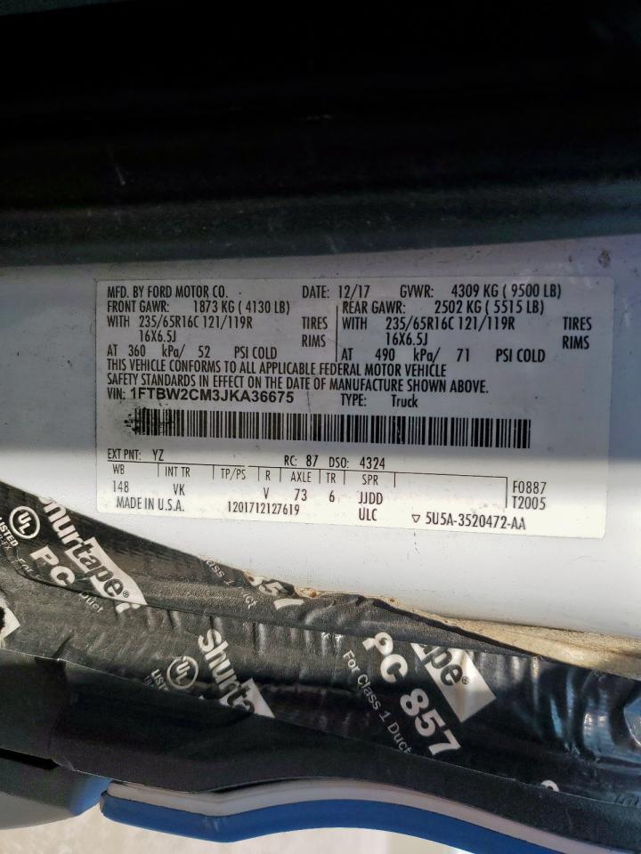 2018 Ford Transit T-350 VIN: 1FTBW2CM3JKA36675 Lot: 80511795