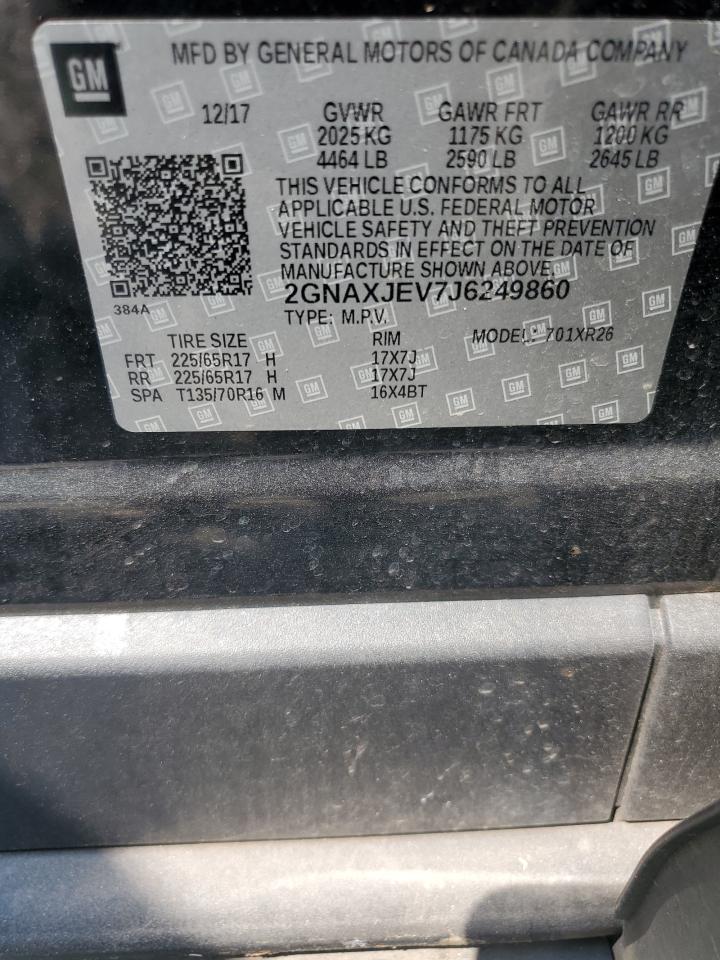 2018 Chevrolet Equinox Lt VIN: 2GNAXJEV7J6249860 Lot: 71661925