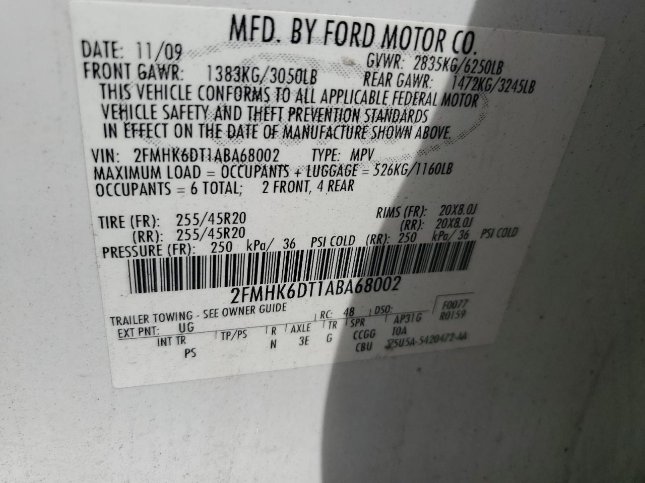 2010 Ford Flex Limited VIN: 2FMHK6DT1ABA68002 Lot: 84409245