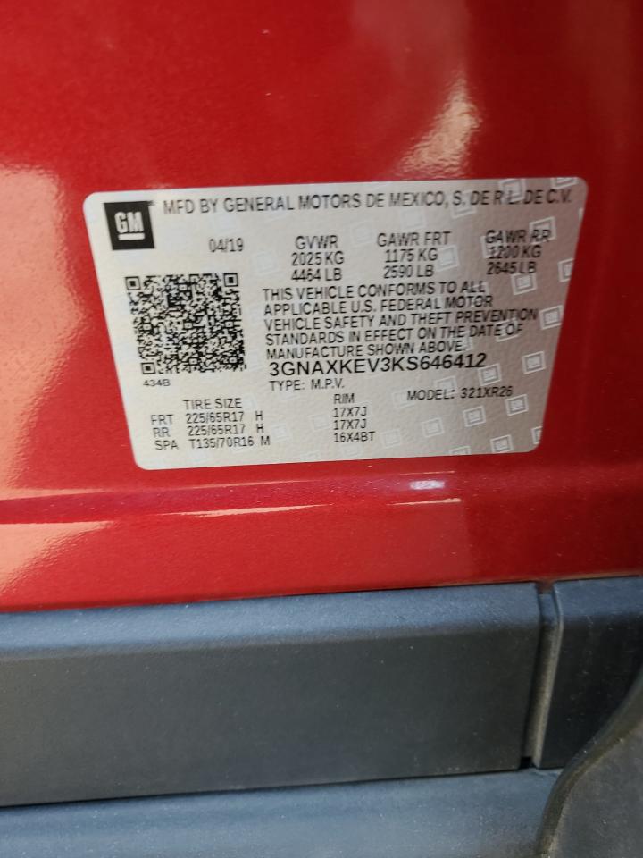 2019 Chevrolet Equinox Lt VIN: 3GNAXKEV3KS646412 Lot: 81785625