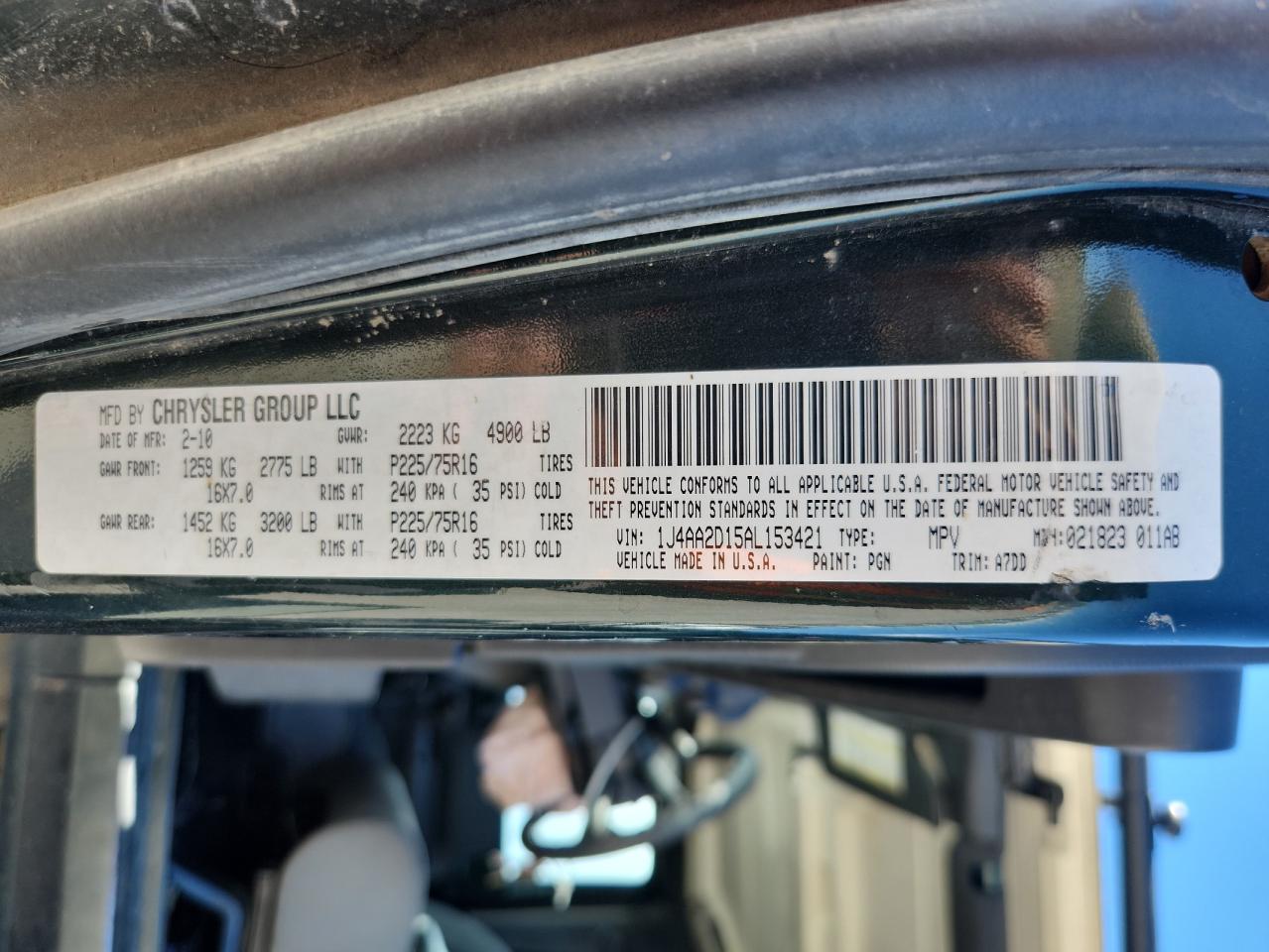 2010 Jeep Wrangler Sport VIN: 1J4AA2D15AL153421 Lot: 80109805