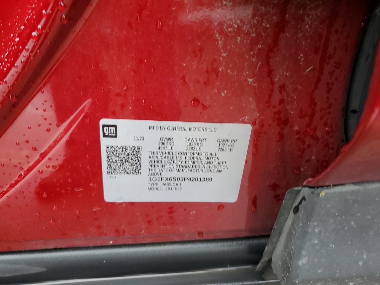 2023 Chevrolet Bolt Ev 2Lt VIN: 1G1FX6S03P4201389 Lot: 82058965