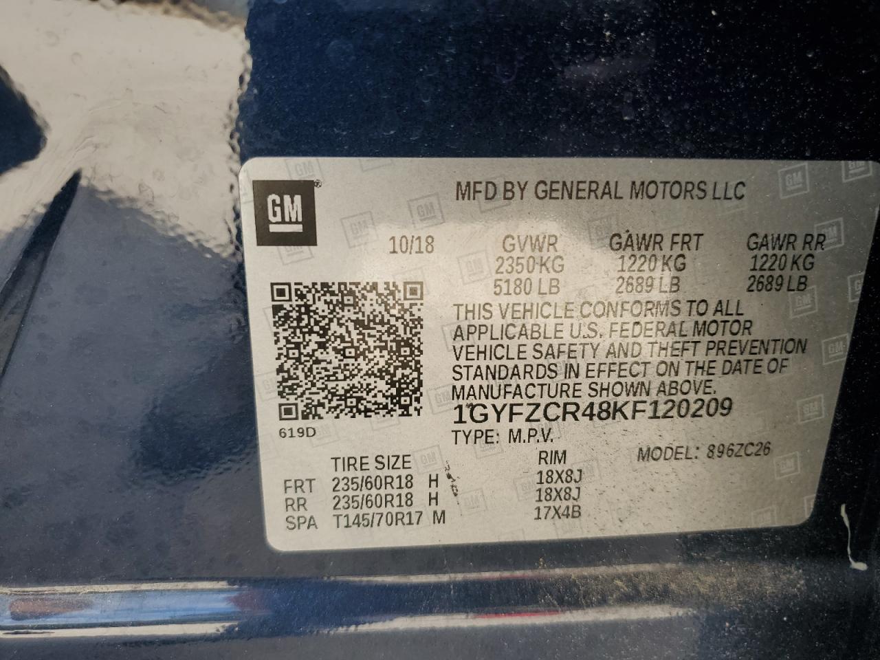 2019 Cadillac Xt4 Premium Luxury VIN: 1GYFZCR48KF120209 Lot: 70889485