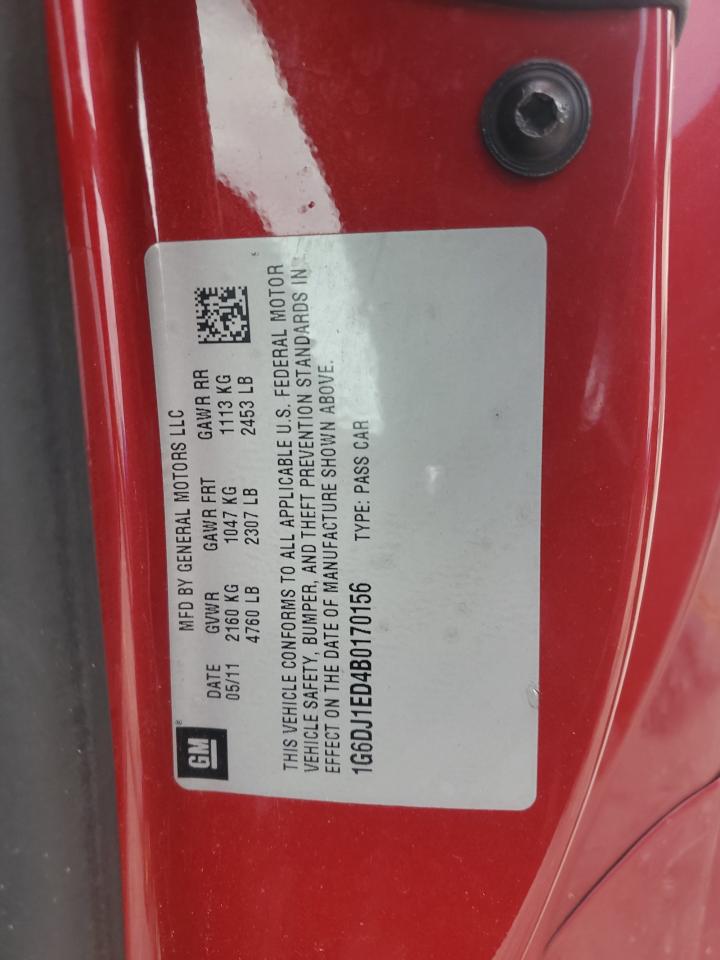 2011 Cadillac Cts Performance Collection VIN: 1G6DJ1ED4B0170156 Lot: 80211845