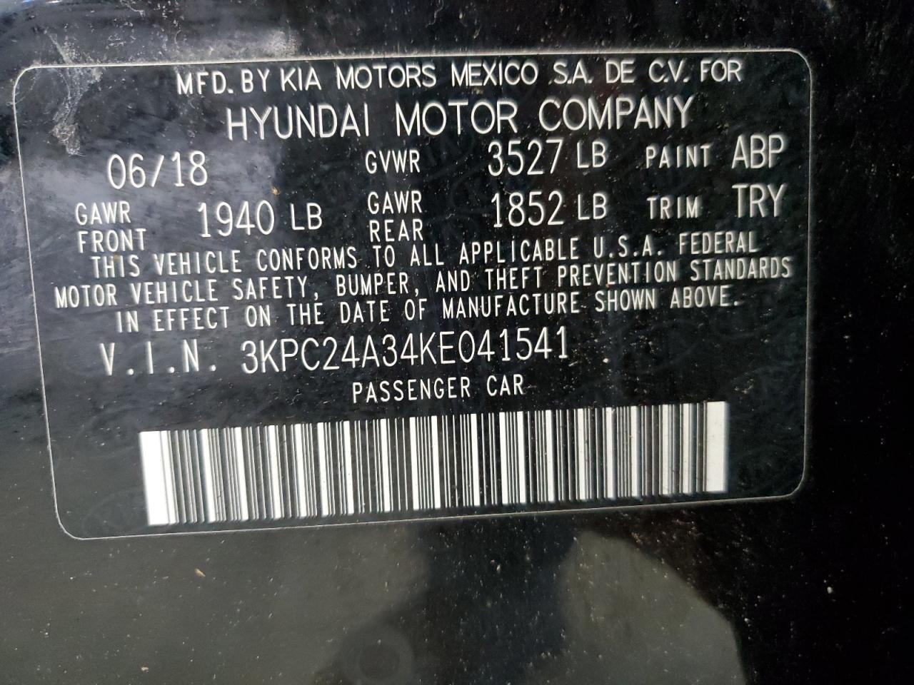 2019 Hyundai Accent Se VIN: 3KPC24A34KE041541 Lot: 80885145