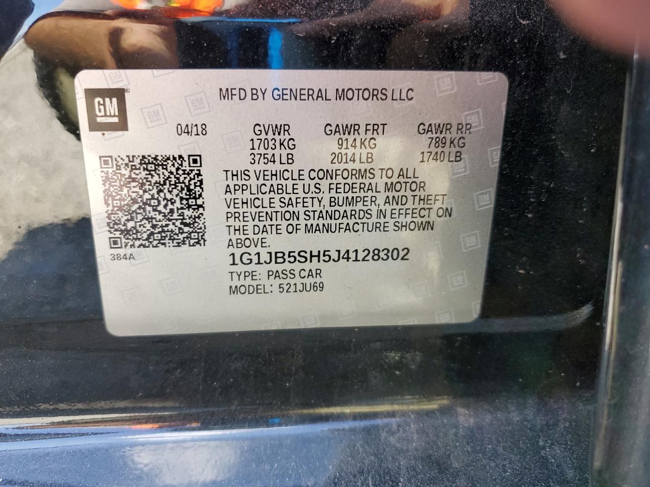 2018 Chevrolet Sonic Ls VIN: 1G1JB5SH5J4128302 Lot: 80645395