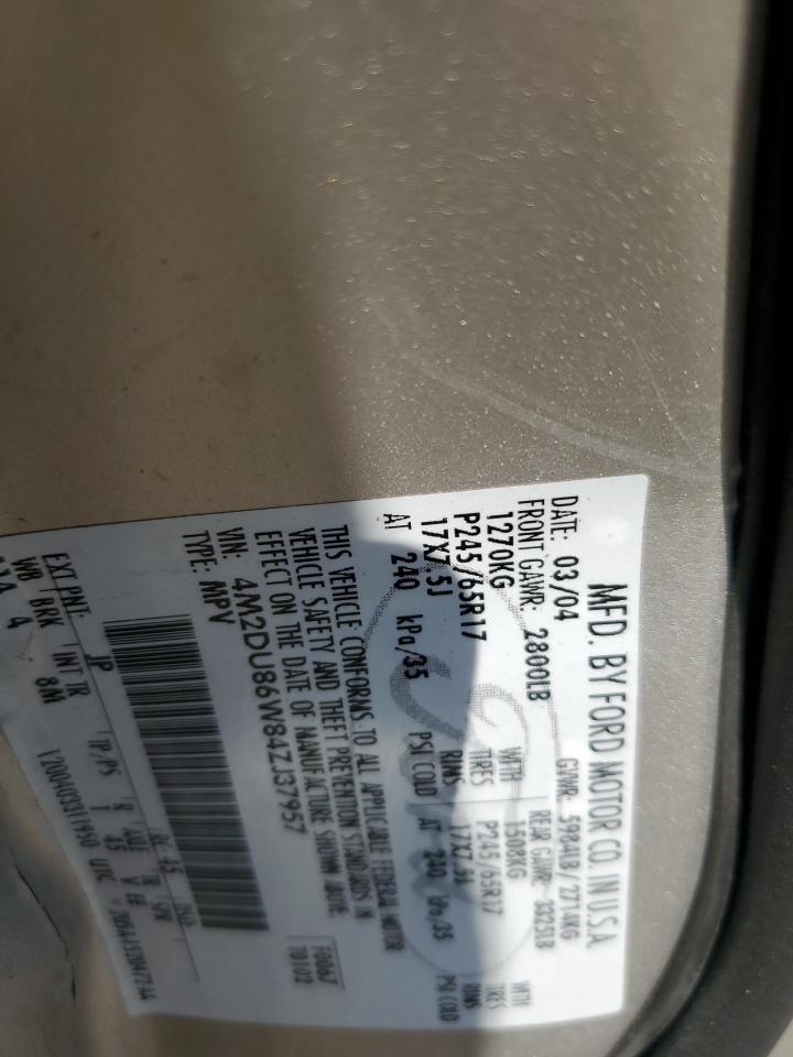 2004 Mercury Mountaineer VIN: 4M2DU86W84ZJ37957 Lot: 80941125