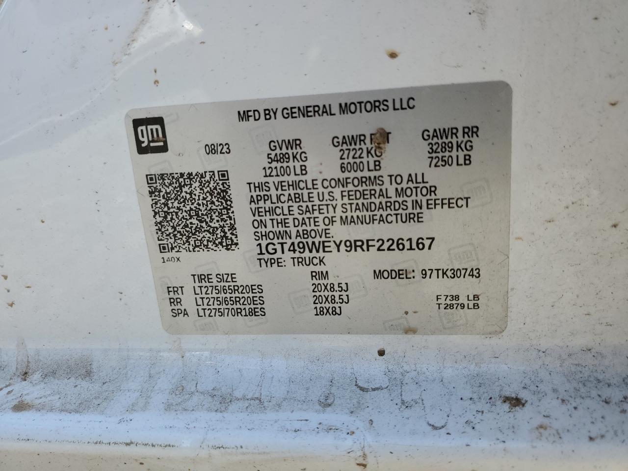 2024 GMC Sierra K3500 Denali VIN: 1GT49WEY9RF226167 Lot: 71110925