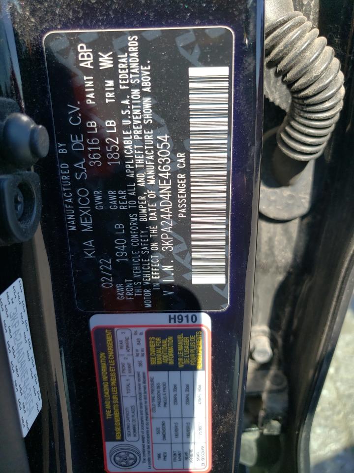 2022 Kia Rio Lx VIN: 3KPA24AD4NE463054 Lot: 71264365