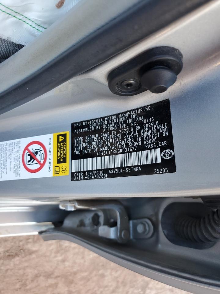 2016 Toyota Camry Le VIN: 4T4BF1FK6GR534677 Lot: 84629465