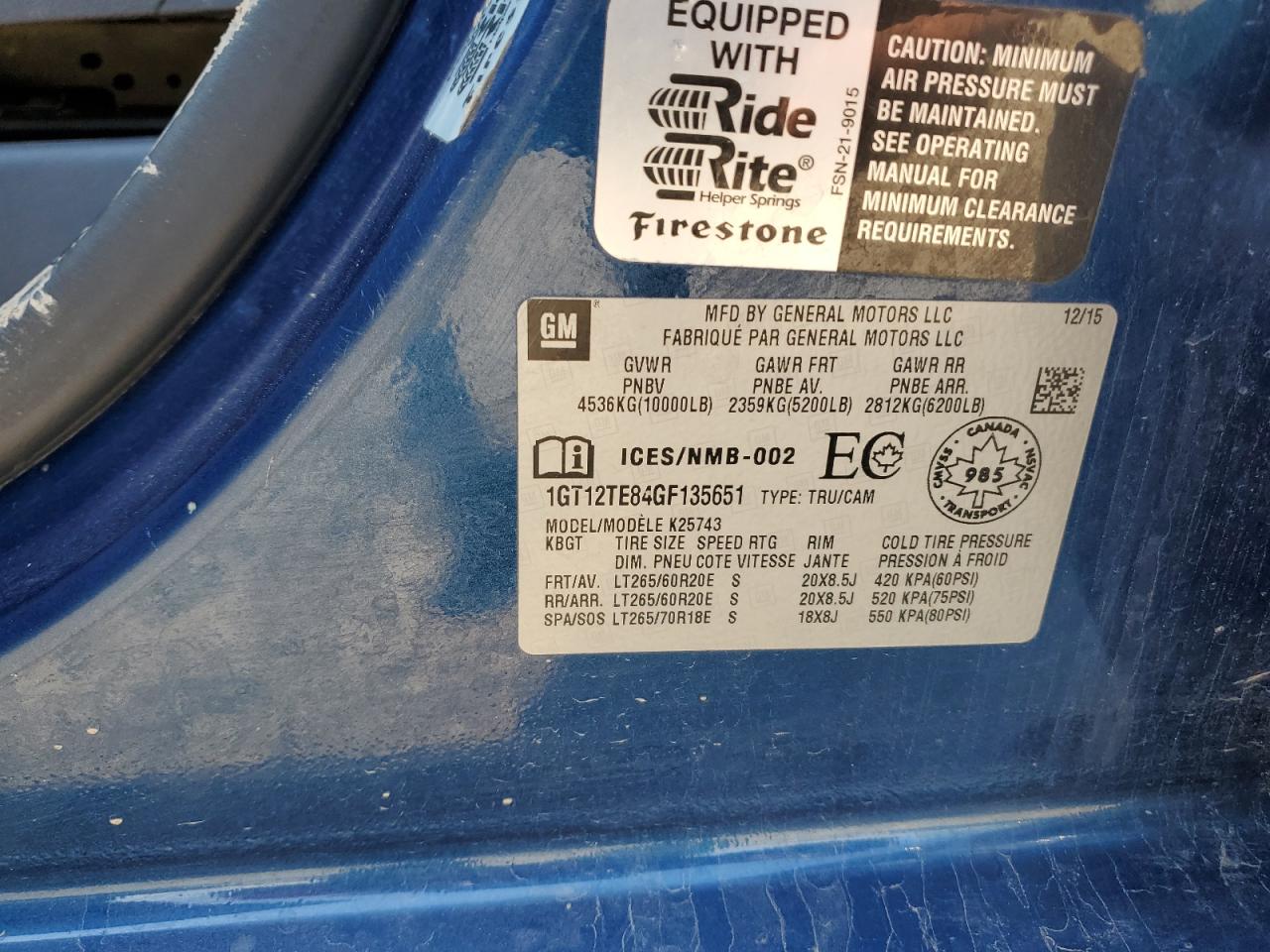 2016 GMC Sierra K2500 Slt VIN: 1GT12TE84GF135651 Lot: 81753485