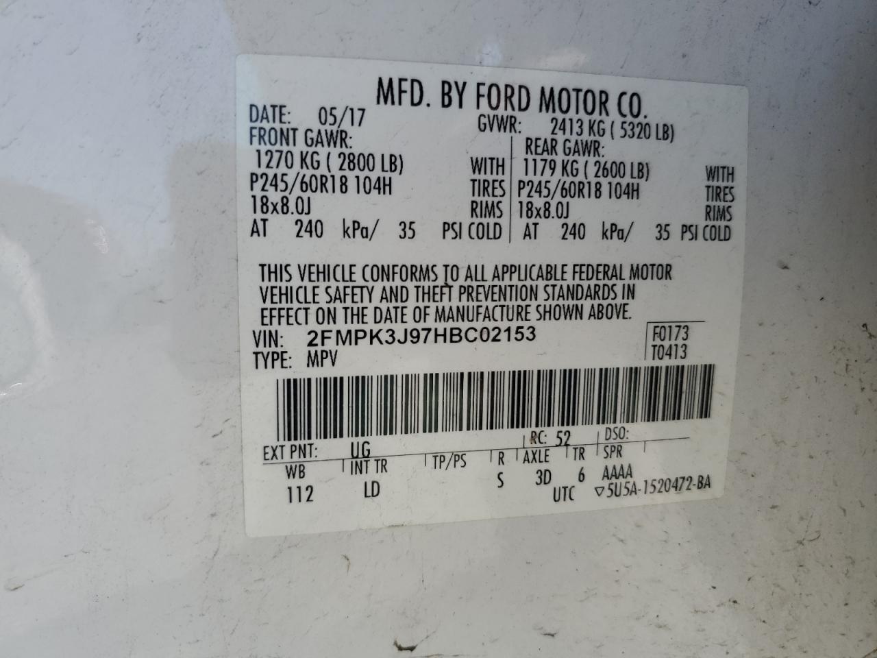 2017 Ford Edge Sel VIN: 2FMPK3J97HBC02153 Lot: 81369825