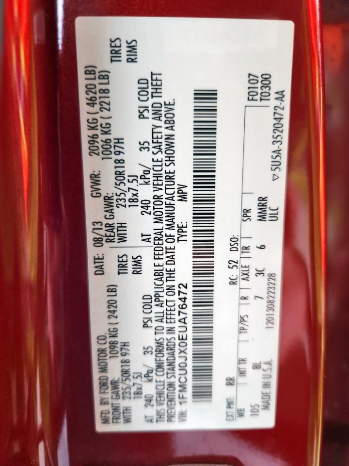 2014 Ford Escape Titanium VIN: 1FMCU0JX0EUA76472 Lot: 82172265