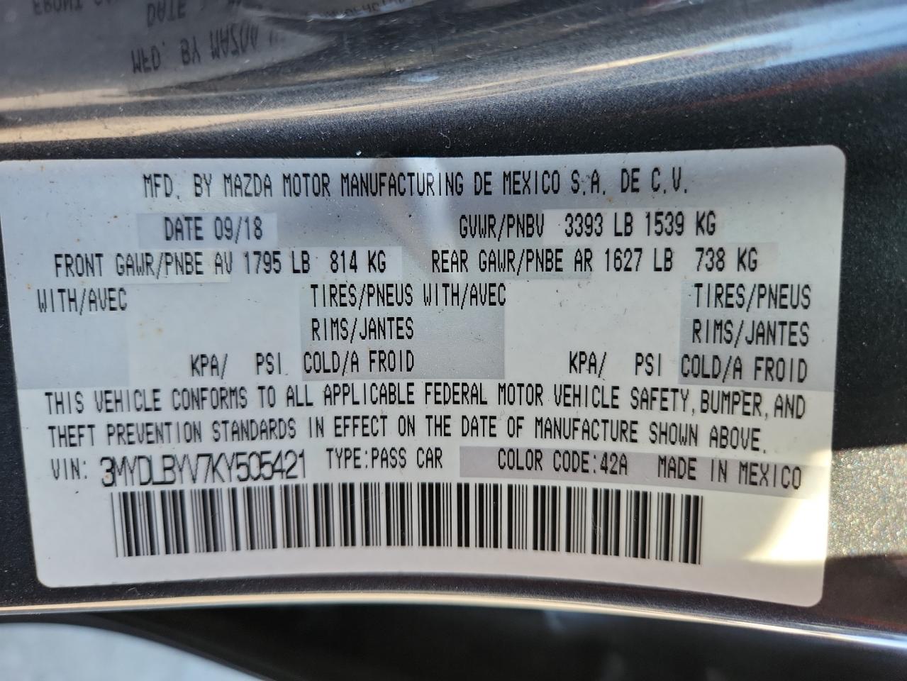 2019 Toyota Yaris L VIN: 3MYDLBYV7KY505421 Lot: 81595095