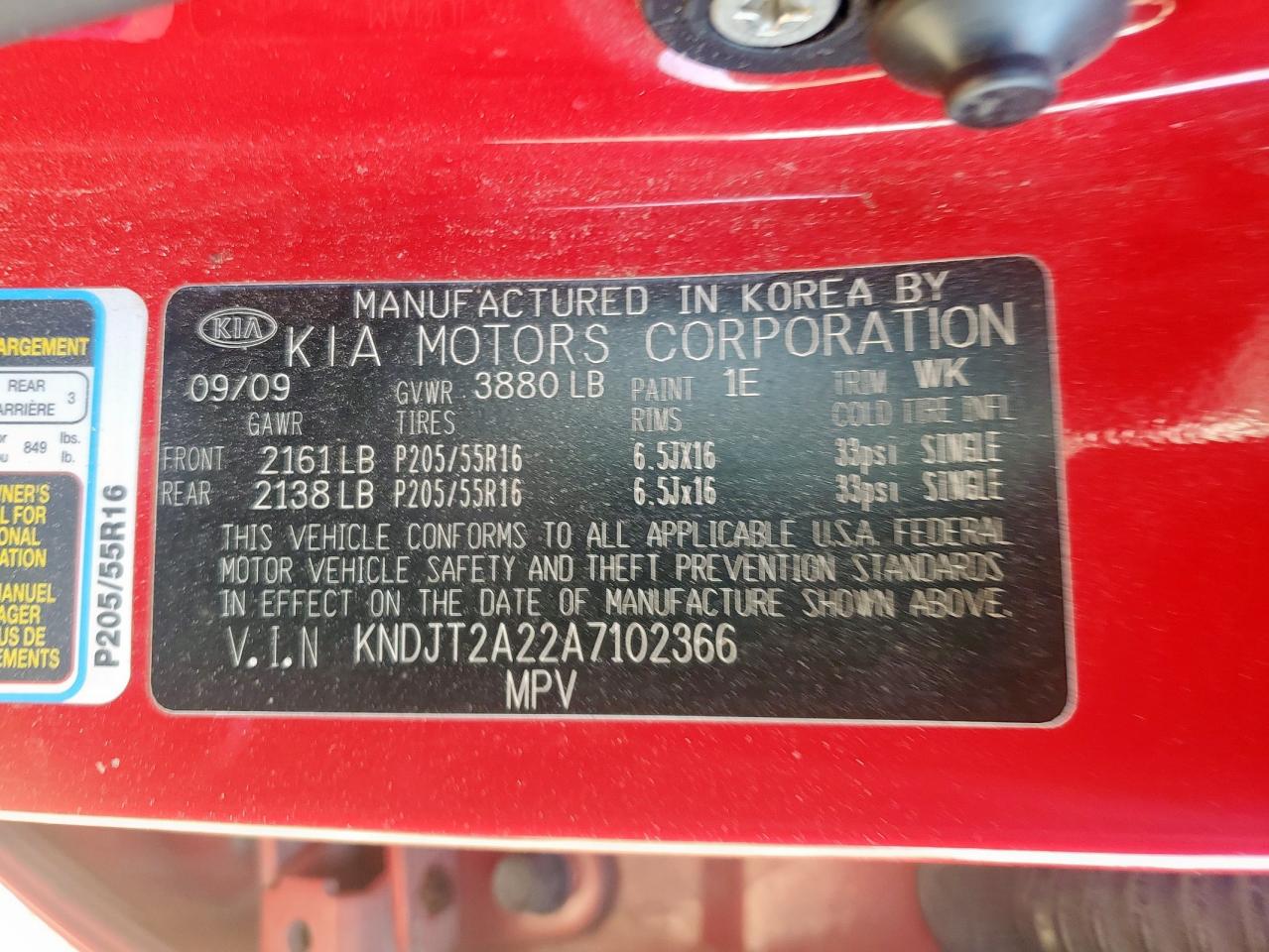 2010 Kia Soul + VIN: KNDJT2A22A7102366 Lot: 80332035