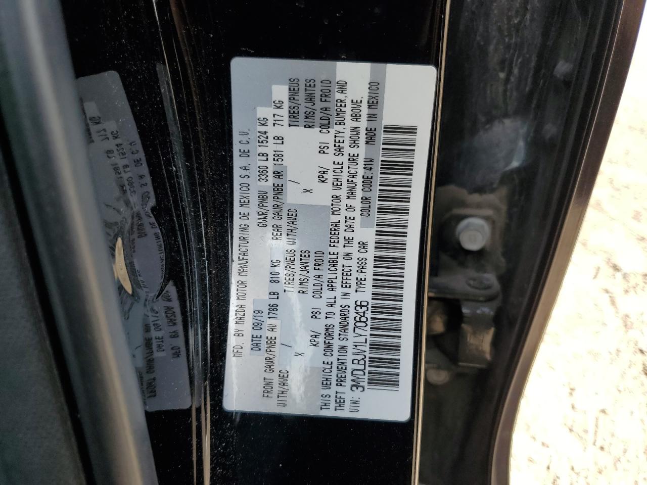 2020 Toyota Yaris Le VIN: 3MYDLBJV1LY706436 Lot: 70925235