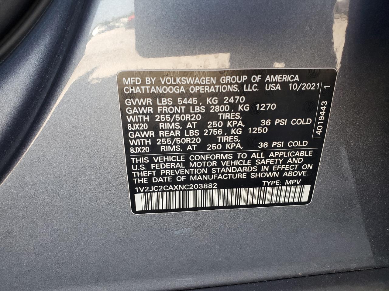 2022 Volkswagen Atlas Cross Sport Se VIN: 1V2JC2CAXNC203882 Lot: 81073645