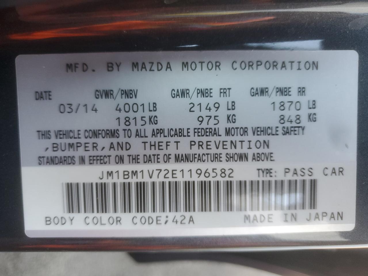 2014 Mazda 3 Touring VIN: JM1BM1V72E1196582 Lot: 80856585