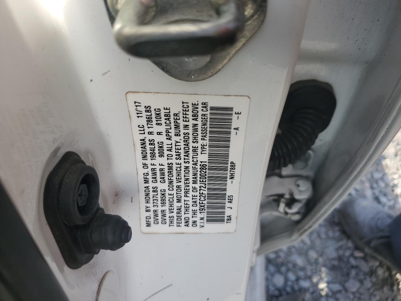 2018 Honda Civic Ex VIN: 19XFC2F72JE002861 Lot: 81795785
