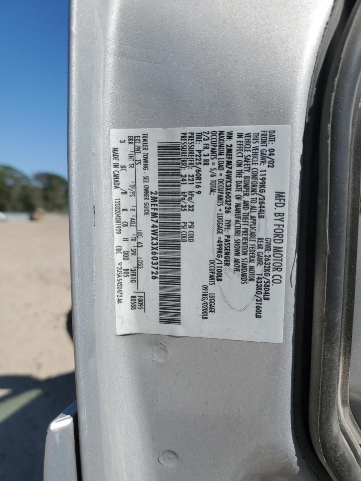 2003 Mercury Grand Marquis Gs VIN: 2MEFM74WX3X603726 Lot: 83942145