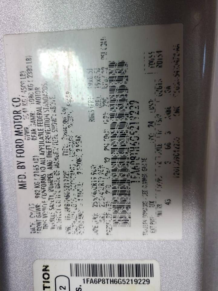 2016 Ford Mustang VIN: 1FA6P8TH6G5219229 Lot: 70400265